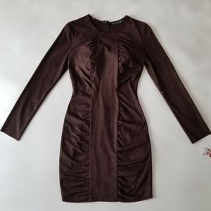 NEW Zara basic longsleeve faux suede dress
